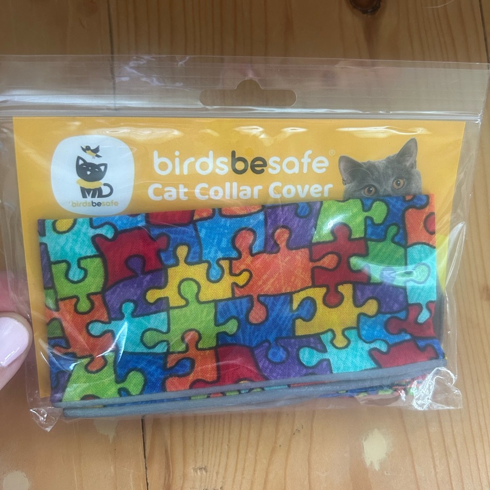 Colorful Cat Collar Cover with Puzzle Design - Picture 8 of 9